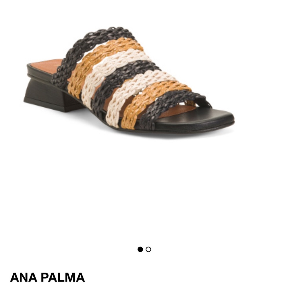 Black and Tan Mules with Artisanal Woven Detail